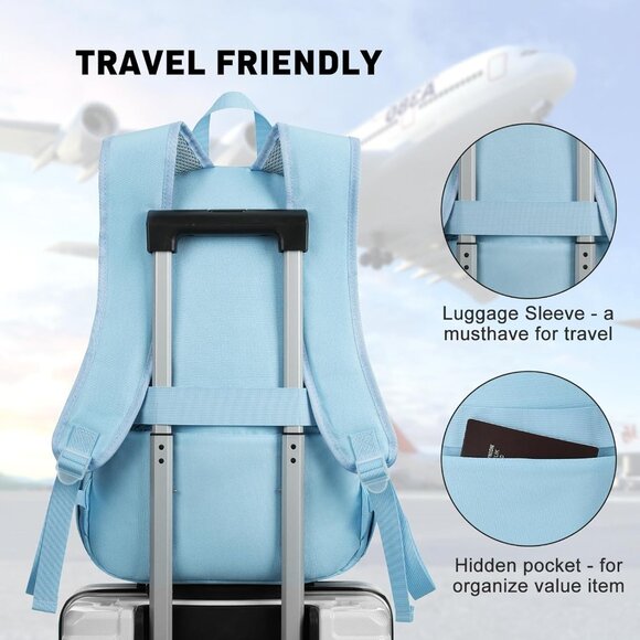 Versatile Blue Backpack for School & Travel - Fits 17.3” Laptops with 14 Pockets - Picture 6 of 8